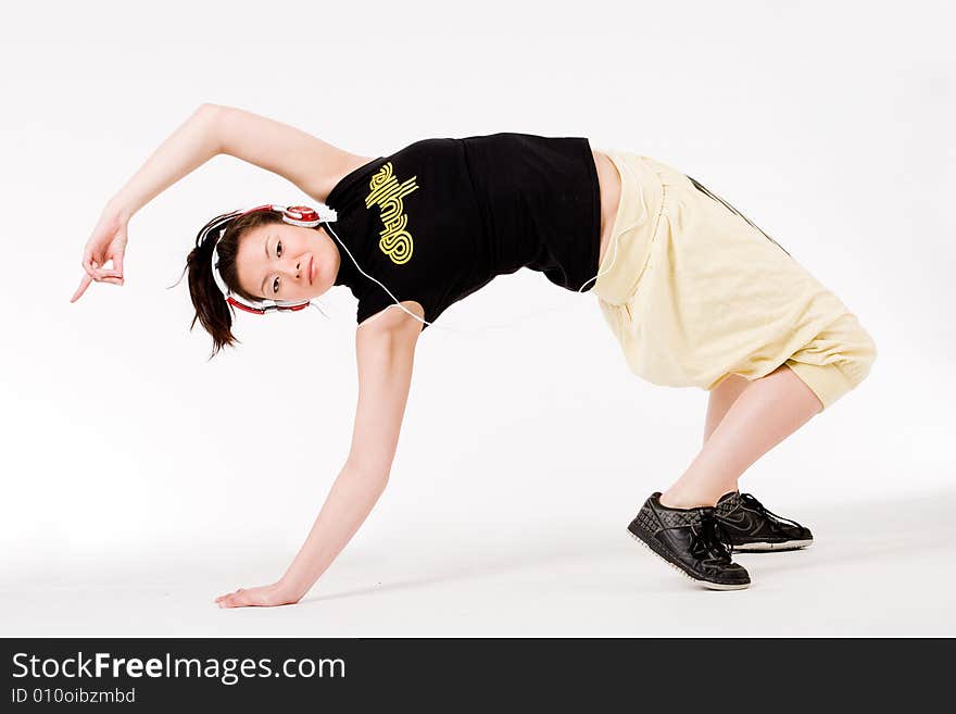 Young girl enjoying the music and dance on it. Young girl enjoying the music and dance on it