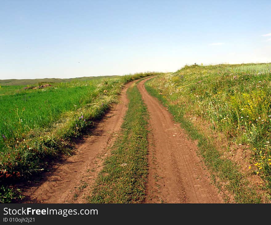 Rural scene with unpaved road