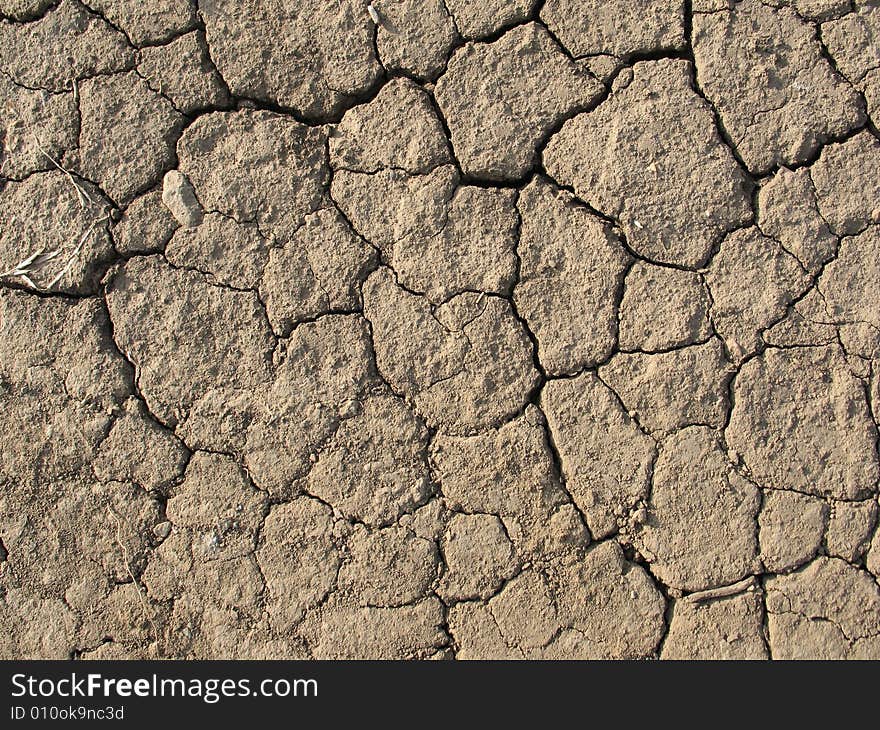 Cracked ground because of hot sun and no water