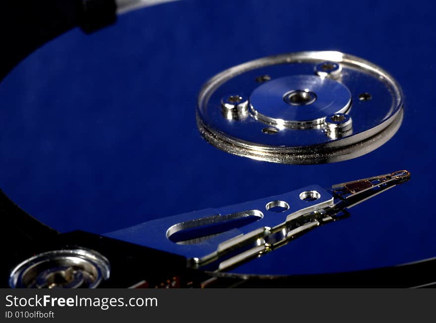 Close up of a blue hard drive. Close up of a blue hard drive