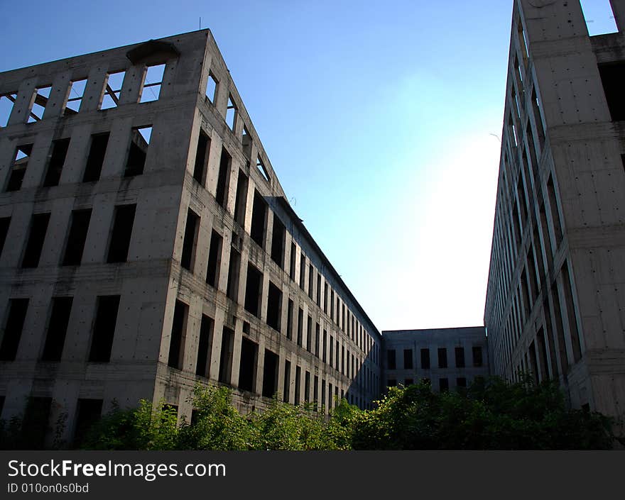 Two unfinished buildings