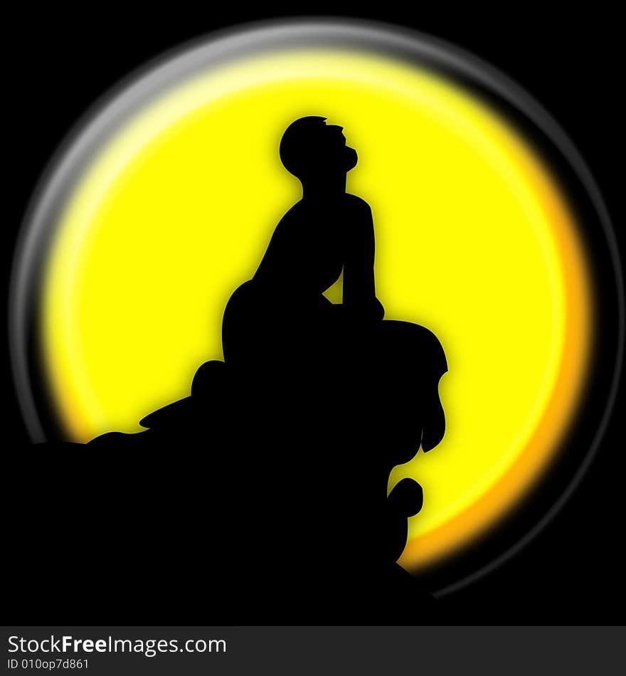 Silhouette of a man of the moon