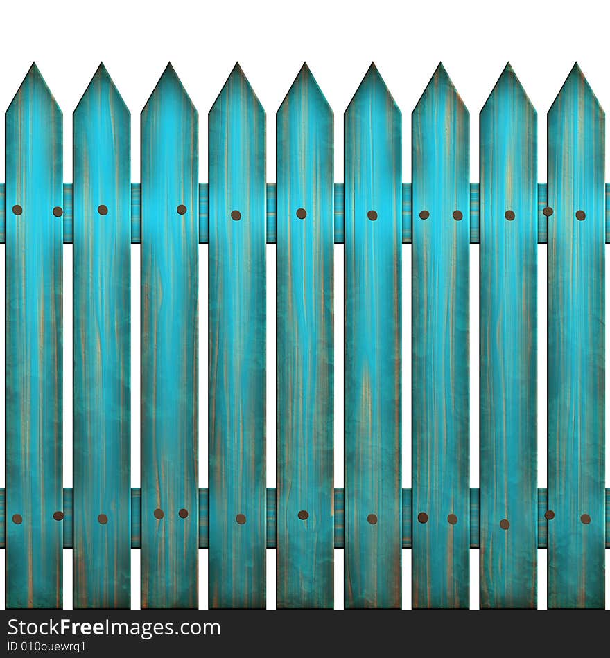 The fence on white background, The Illustration 3D. isolated object