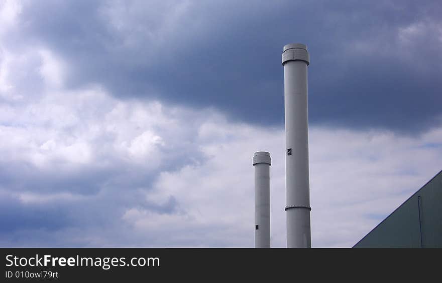 Two huge Chimneys in front of clouds. Two huge Chimneys in front of clouds