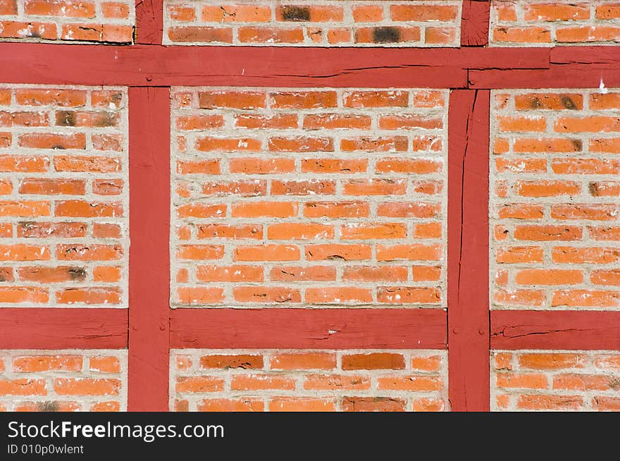 Architectural detail with wood and brick (Sweden). Architectural detail with wood and brick (Sweden)