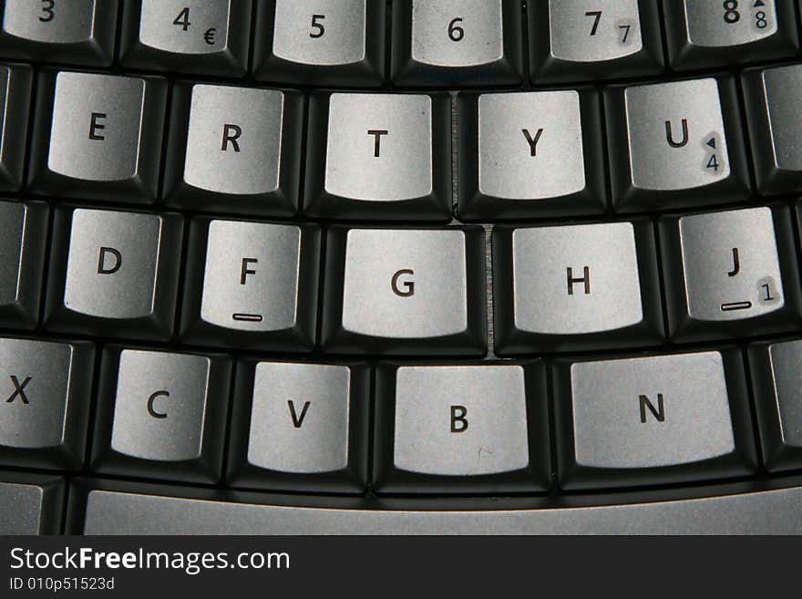 Shiny silver colored computer keyboard