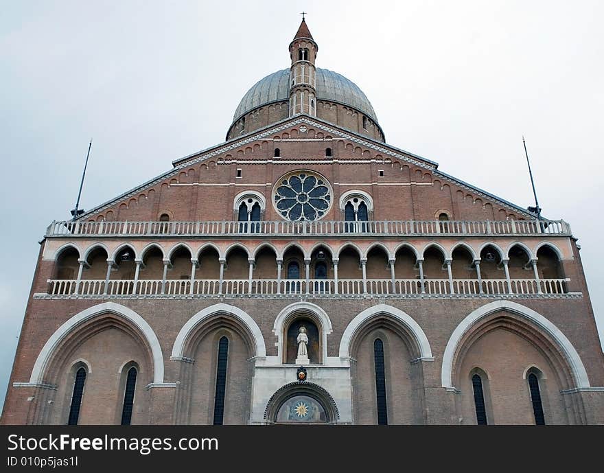 View of top part St.Antoine cathedral in Pad-ova, Italy