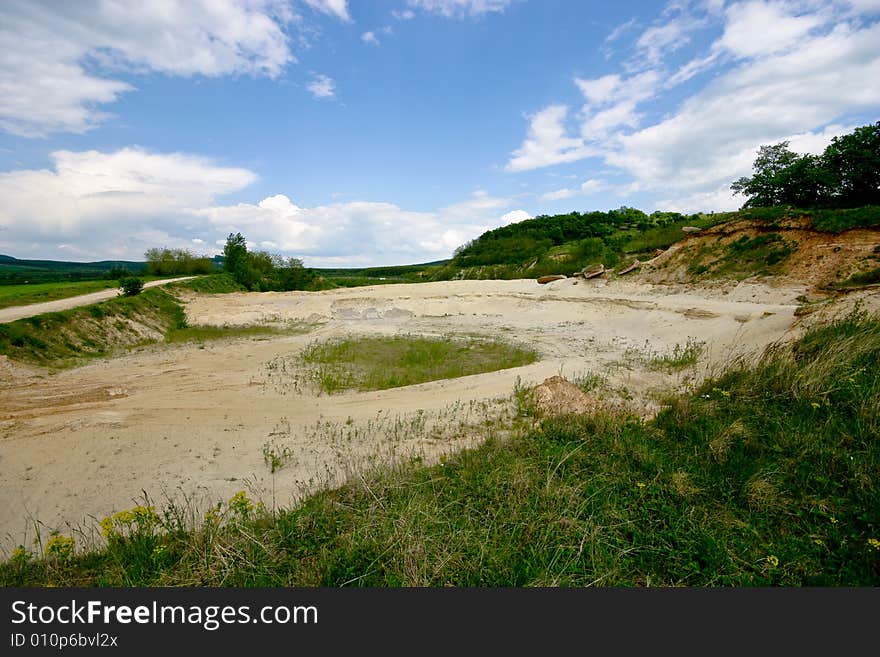 An open cast sand mine