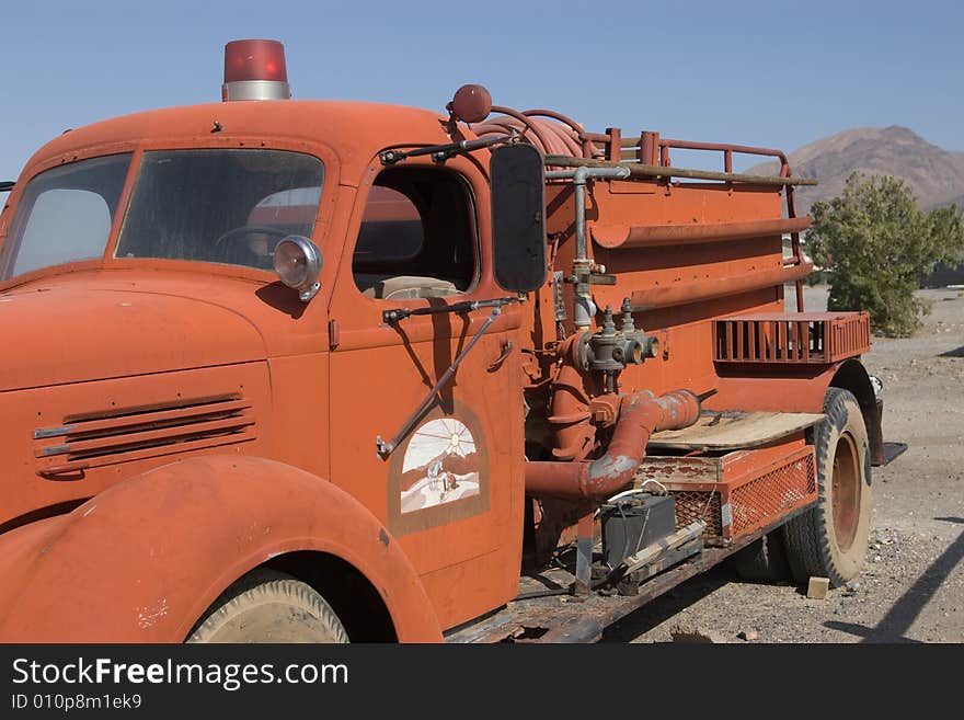 Vintage Fire Truck as a monument in Death Valley National Park, CA