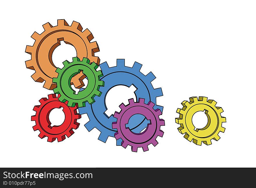 Cogwheels - business network - isolated illustration. Cogwheels - business network - isolated illustration