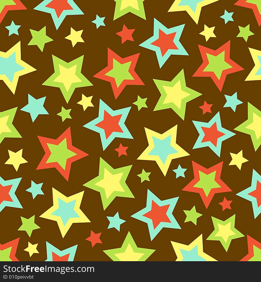 Stars illustration in bold colors on brown background. Stars illustration in bold colors on brown background