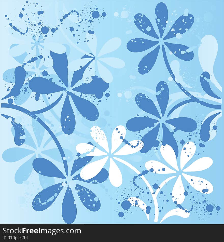 Vector illustration - fresh background with blue flowers. Vector illustration - fresh background with blue flowers