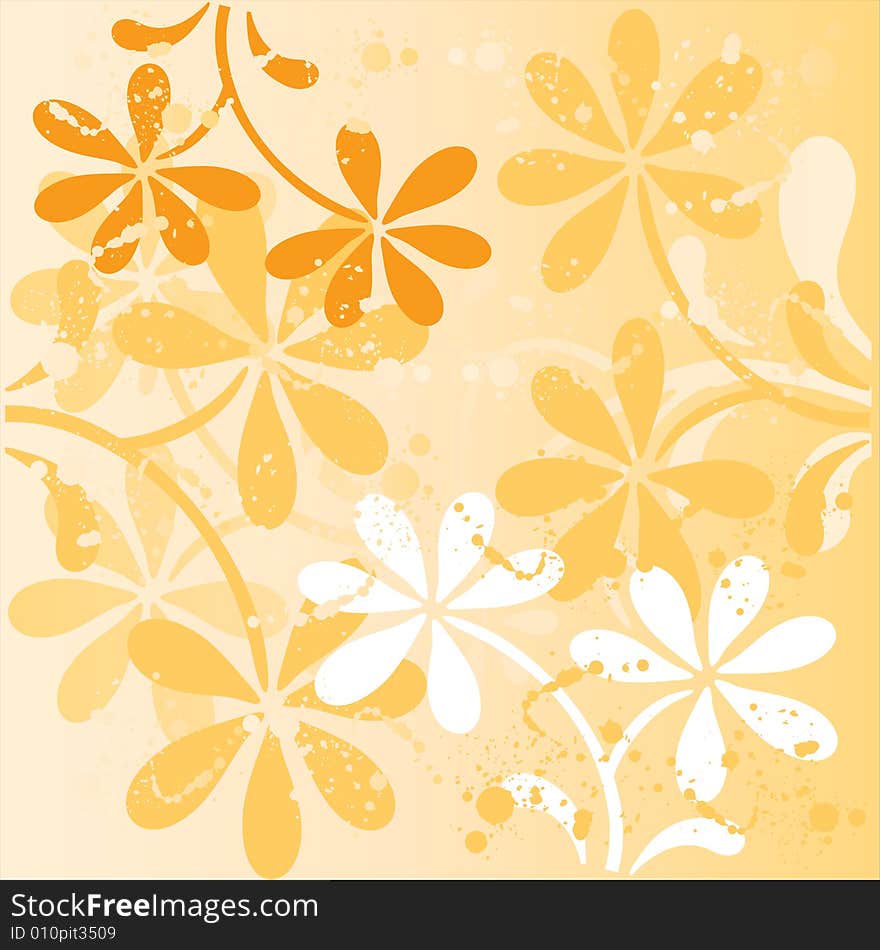 Vector illustration - fresh background with orange flowers. Vector illustration - fresh background with orange flowers