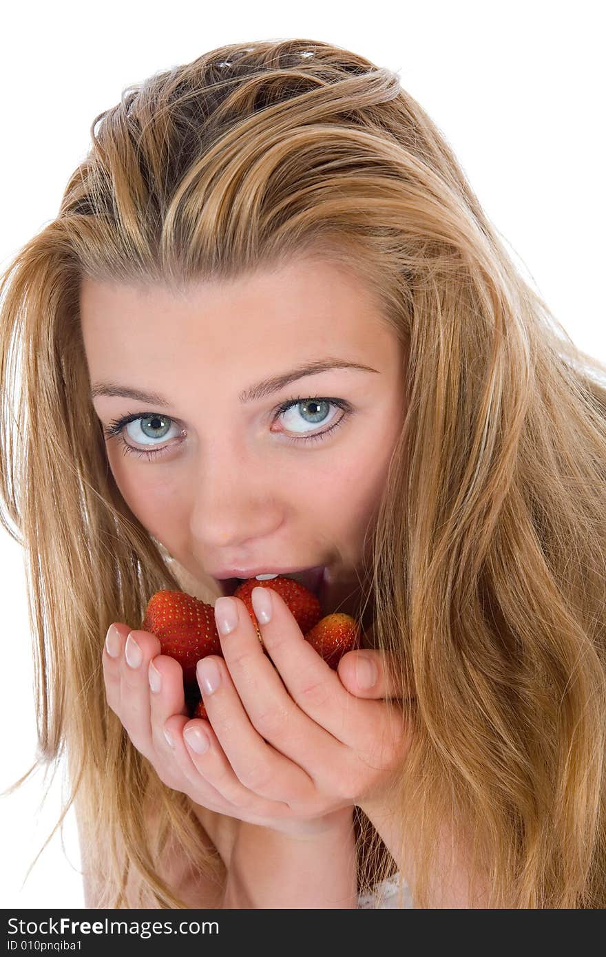 Beautiful girl with strawberry