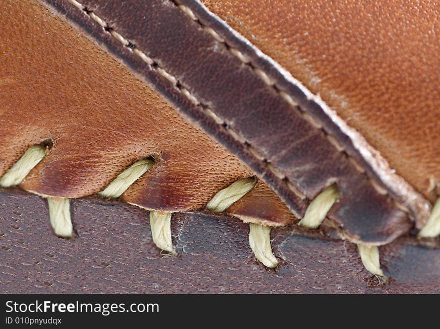 Multiwall leather with decorative sutures. Multiwall leather with decorative sutures