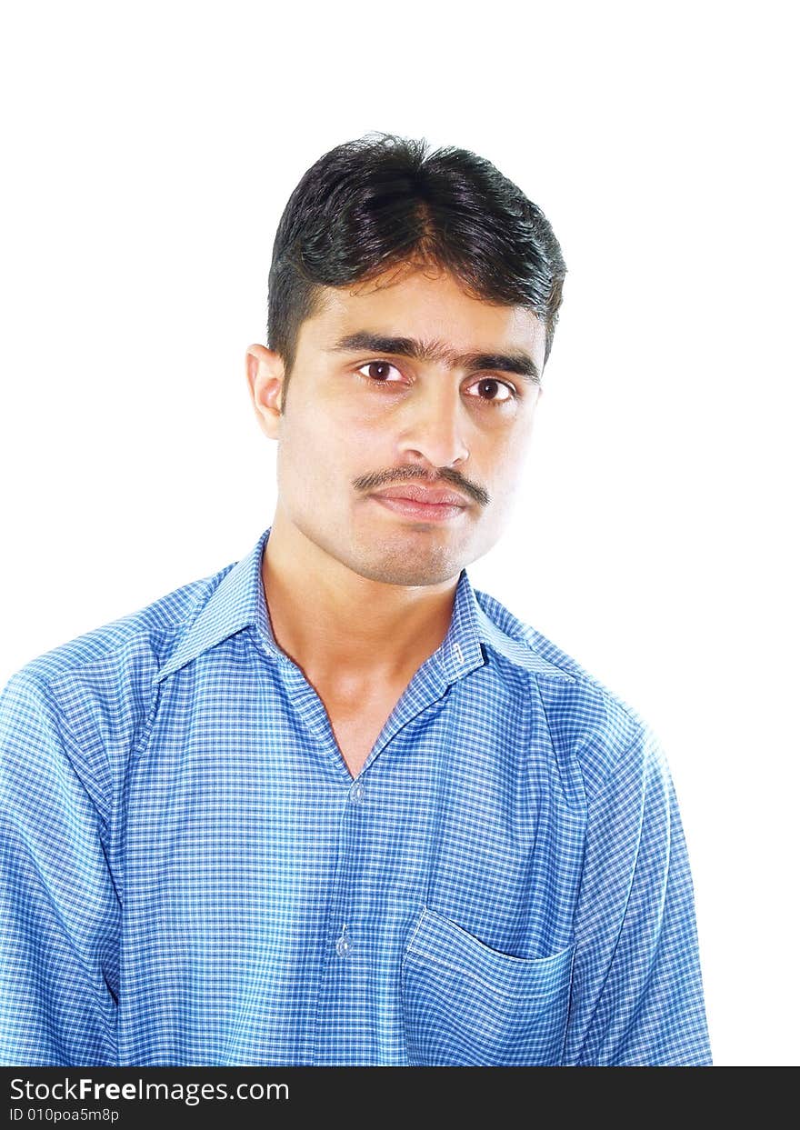 Young man in blue shirt