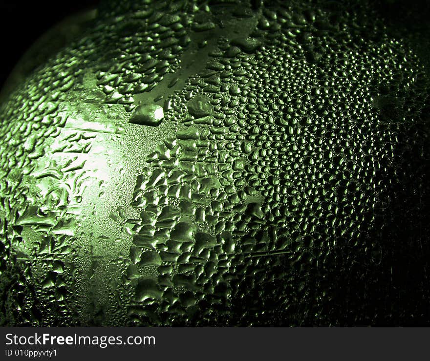 Water drops on a bottle. Water drops on a bottle