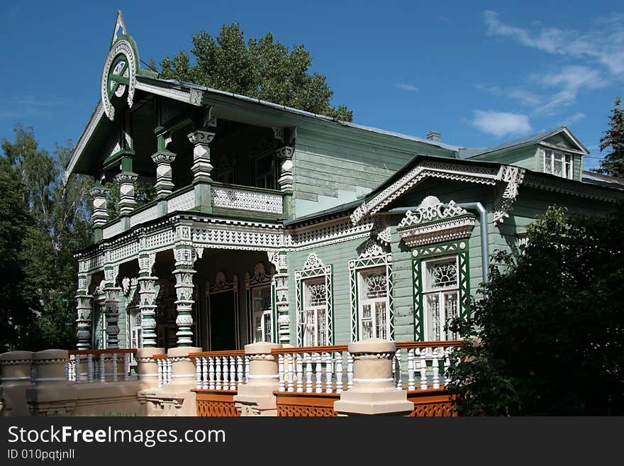 Ancient wooden building of 19 centuries. An example of style of architecture