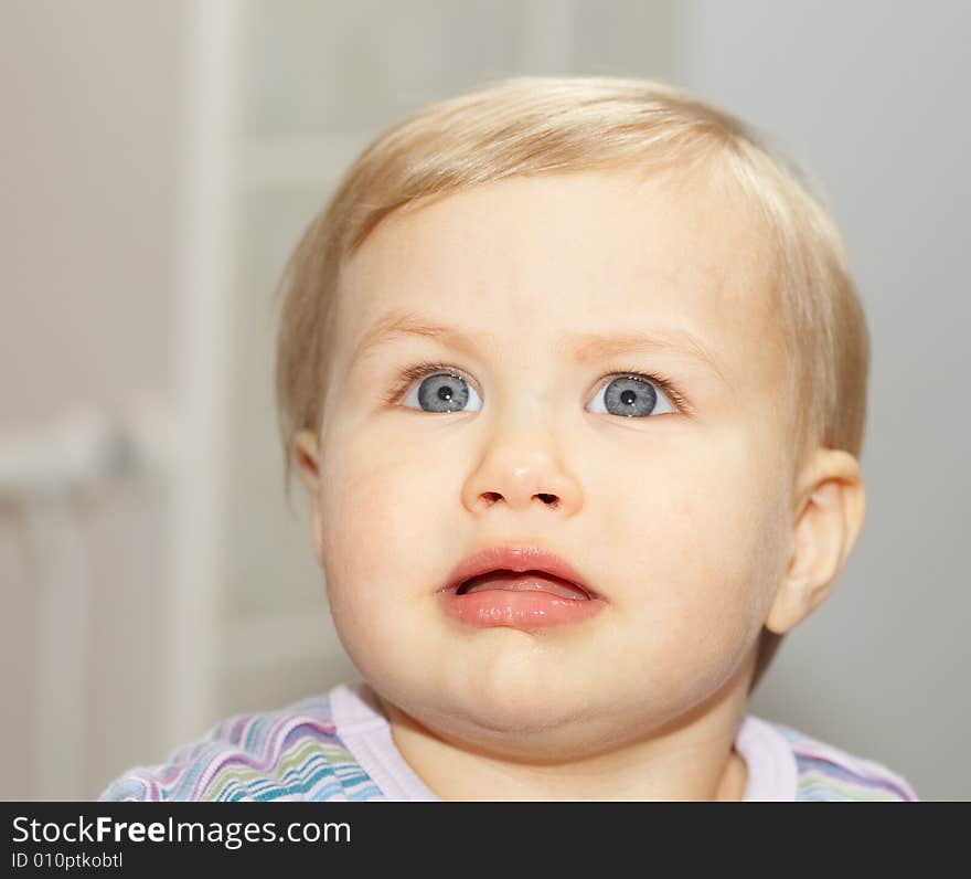 Baby with clear blue eyes