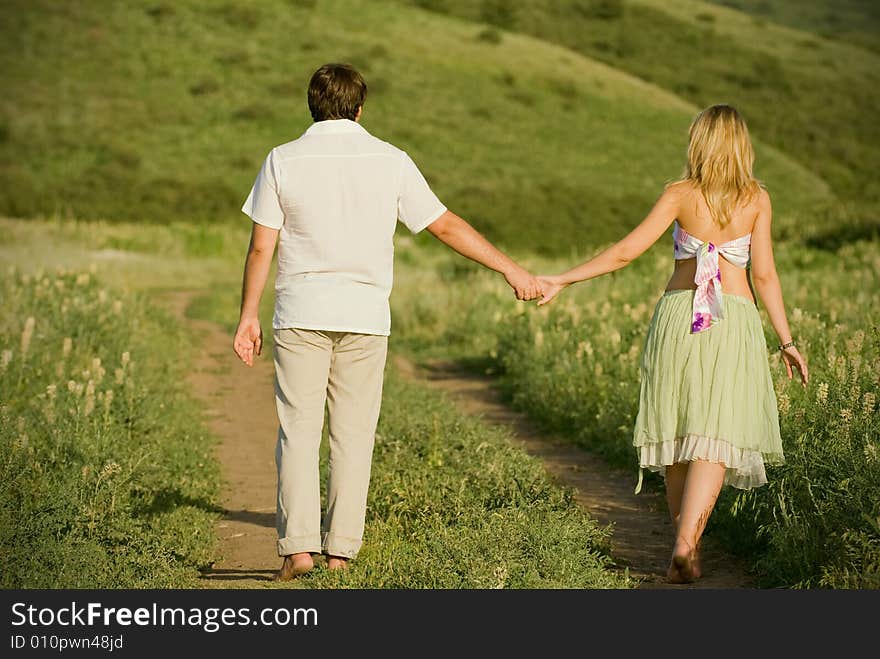 Young married couple on the walk. Young married couple on the walk