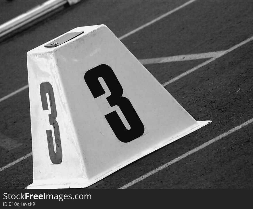 Number block on athletic running track. Number block on athletic running track