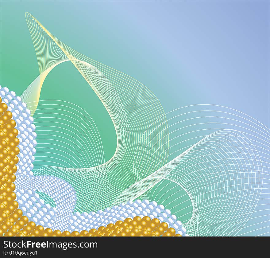 Illustration of background with jewels, silks and waves. Illustration of background with jewels, silks and waves