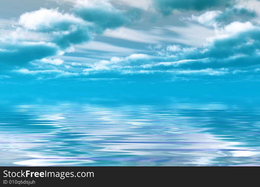 Beautiful sea and clouds sky - digital artwork. Beautiful sea and clouds sky - digital artwork