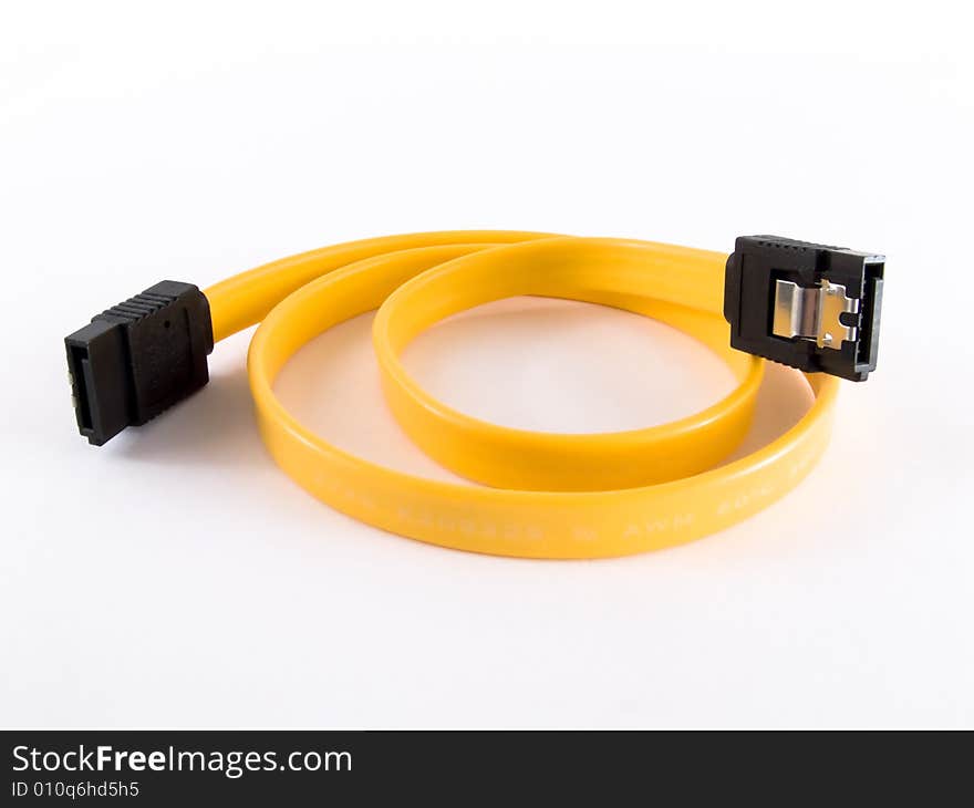 Yellow computer sata cable for connect drive