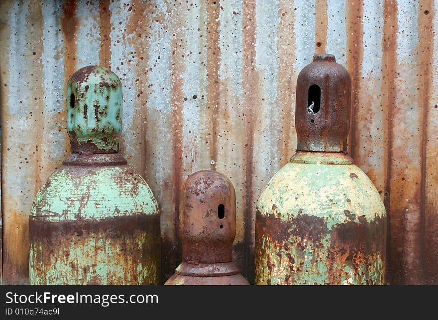 Rusty acetylene and oxygen tanks