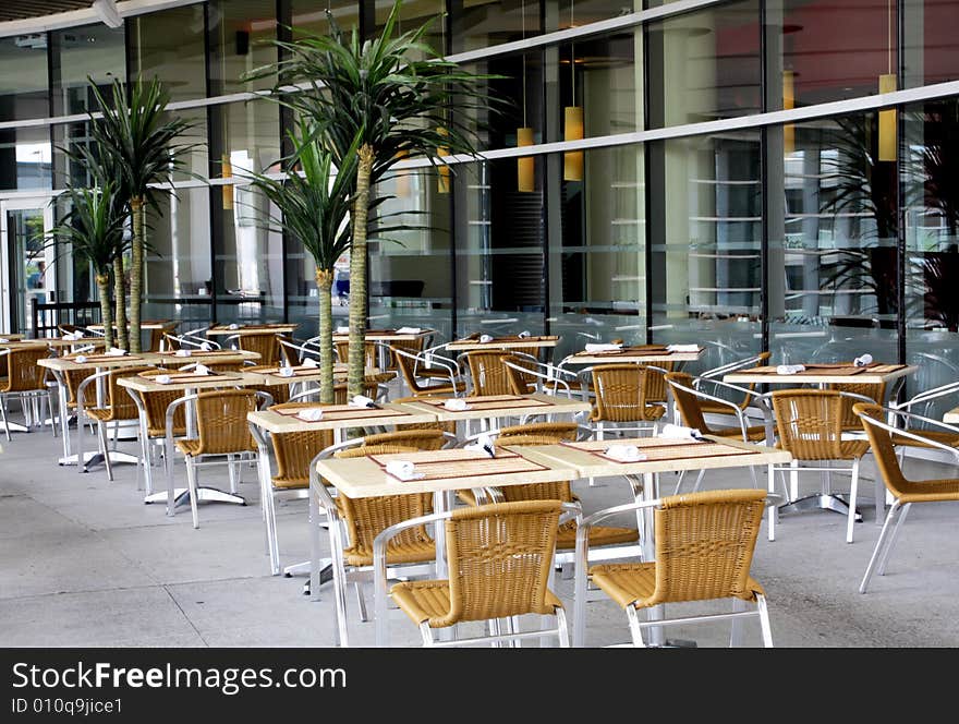 View of an outside restaurant setting