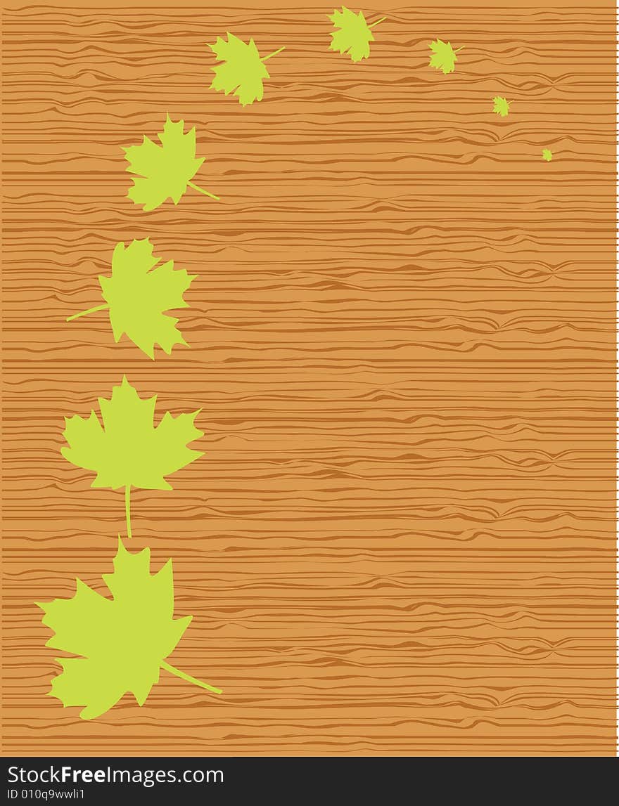 Wood texture with leafs