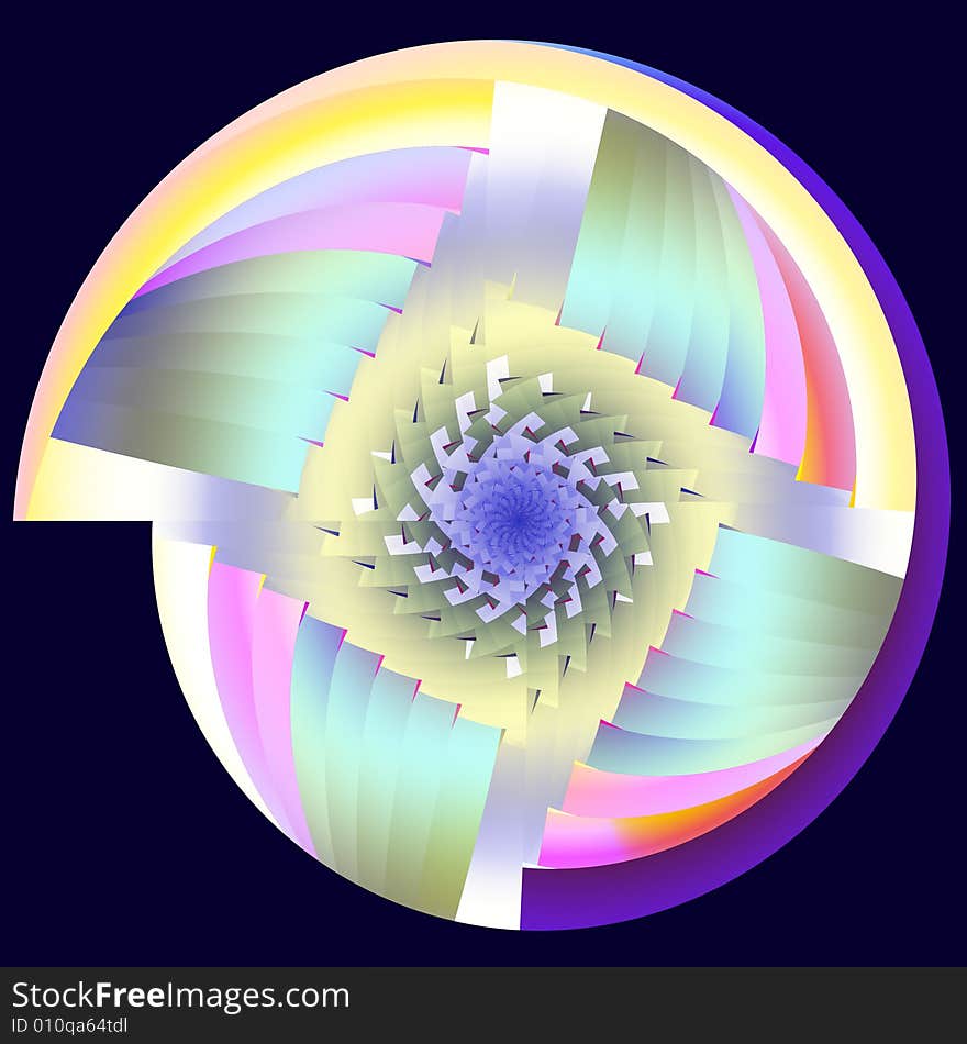 Abstract fractal image resembling a shiny pastel rainbow ball