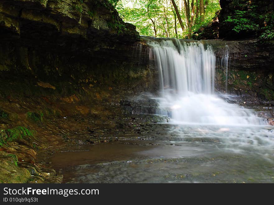 This is a small water fall, It steps down to the creek it feeds.