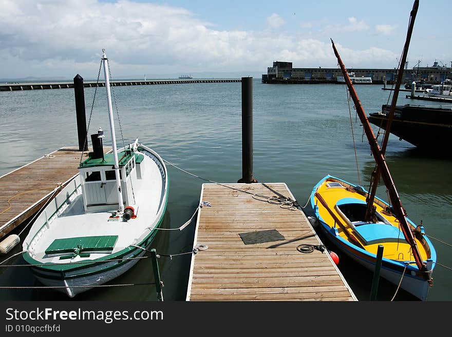 Docked boat at Fisherman's Wharf in San Francisco