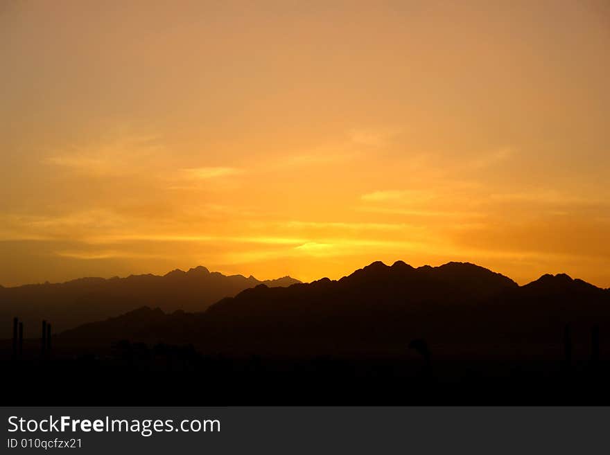 Early sunset in the African mountains.