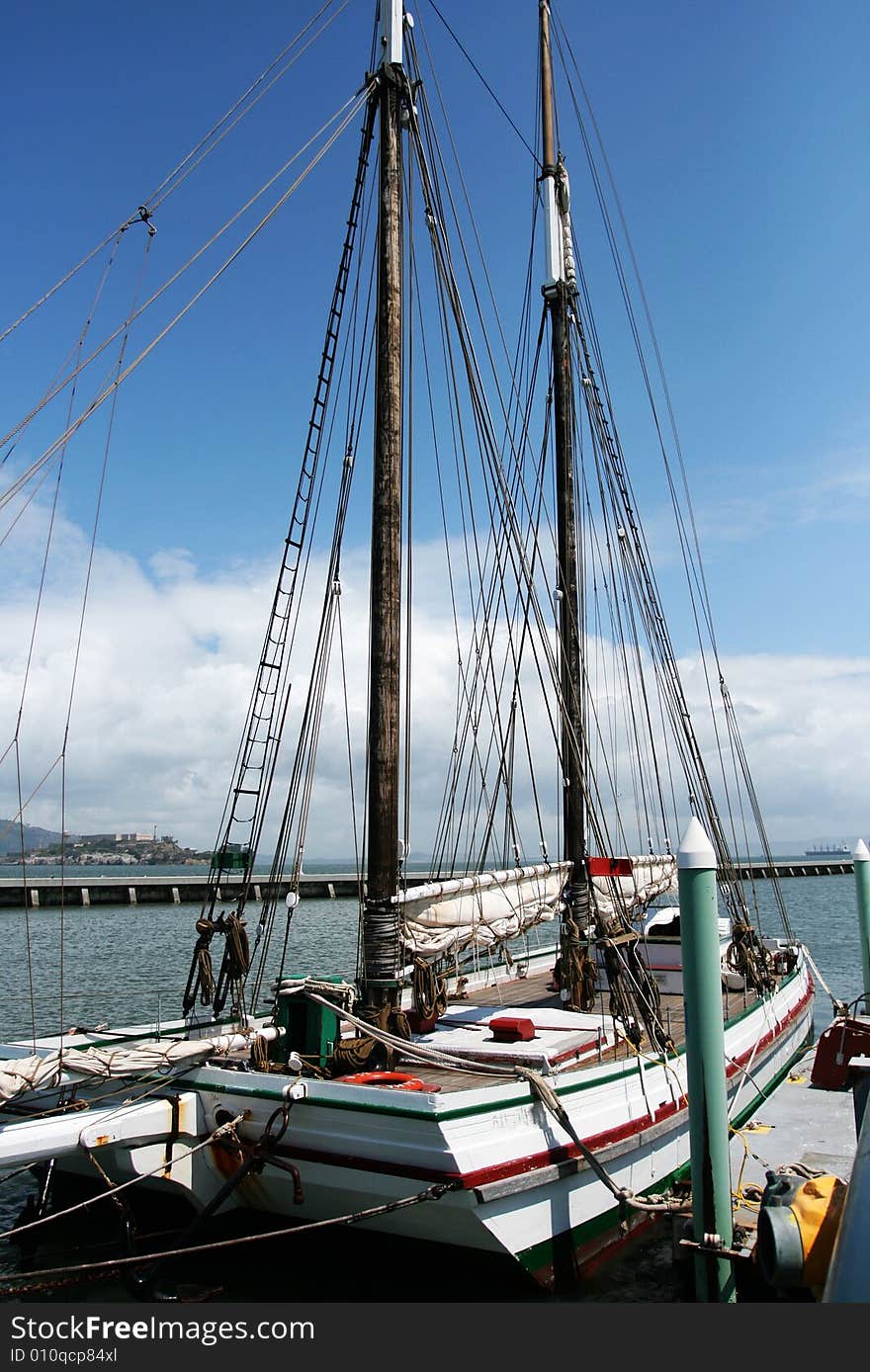 Docked boat at Fisherman's Wharf in San Francisco