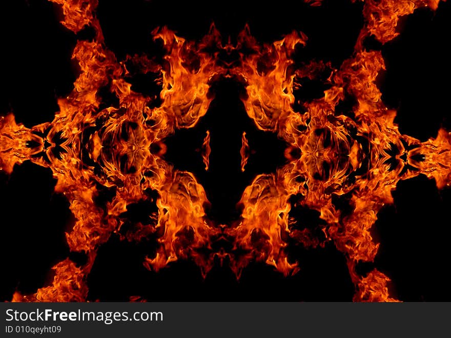 Flame cross fractal isolated on black