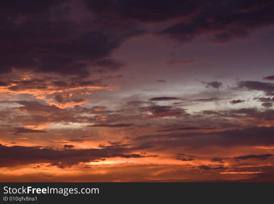 Red Dusk with Dark Clouds in kuala Lumpur