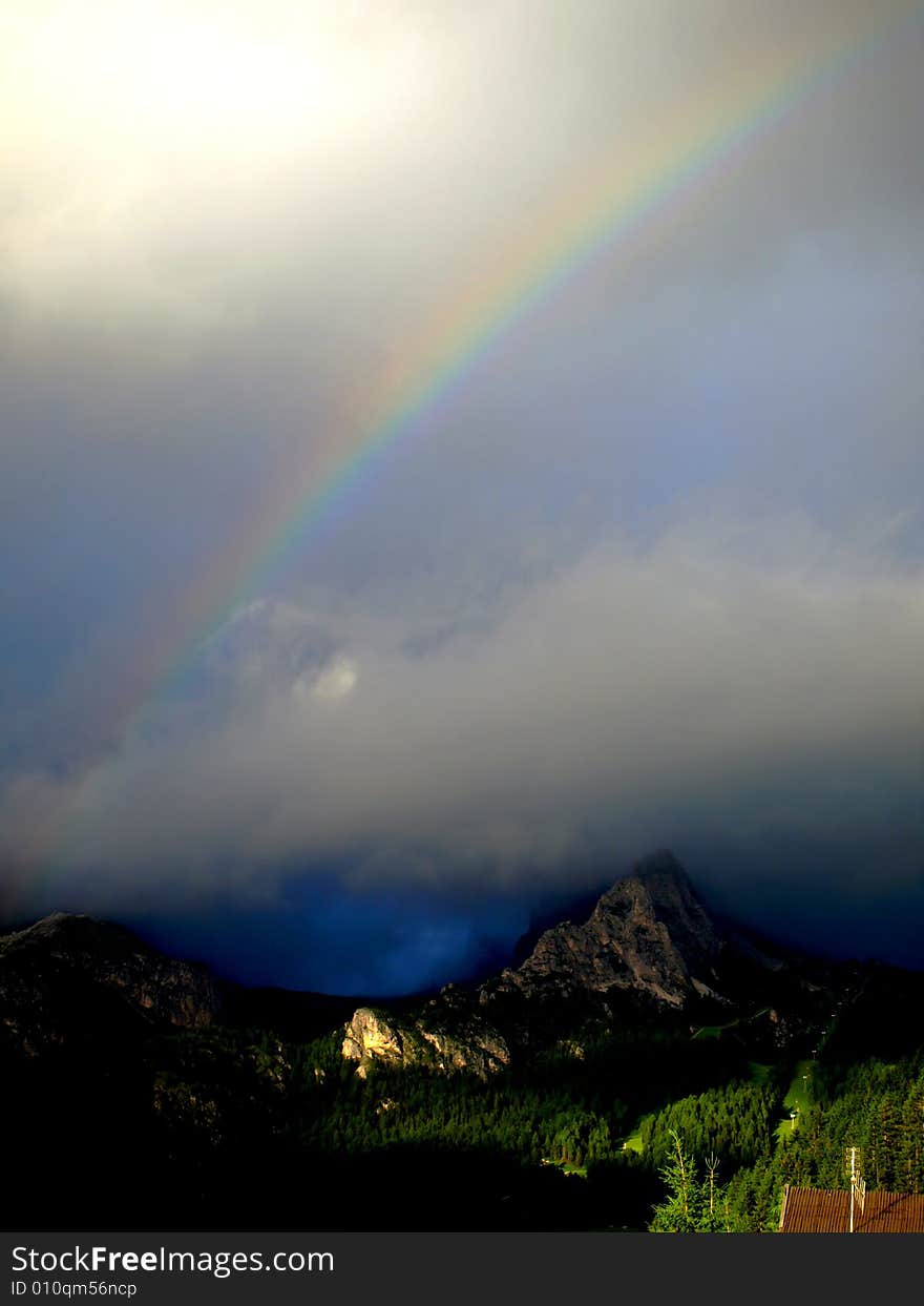 A spectacular rainbow over the Cir mountain in a apocalyptic scenery