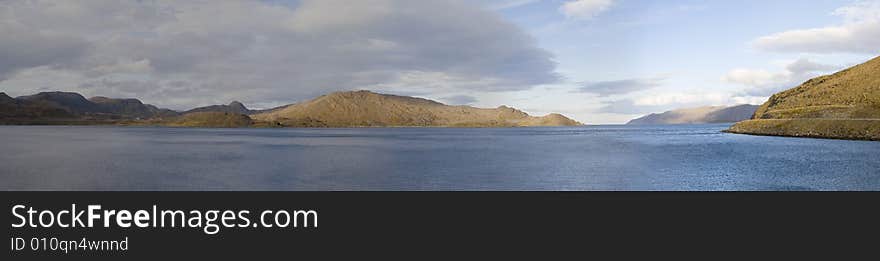 Panoramic view of Norway fjord near North Cape. Panoramic view of Norway fjord near North Cape