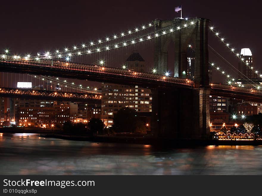 Brooklyn Bridge at Night in New York