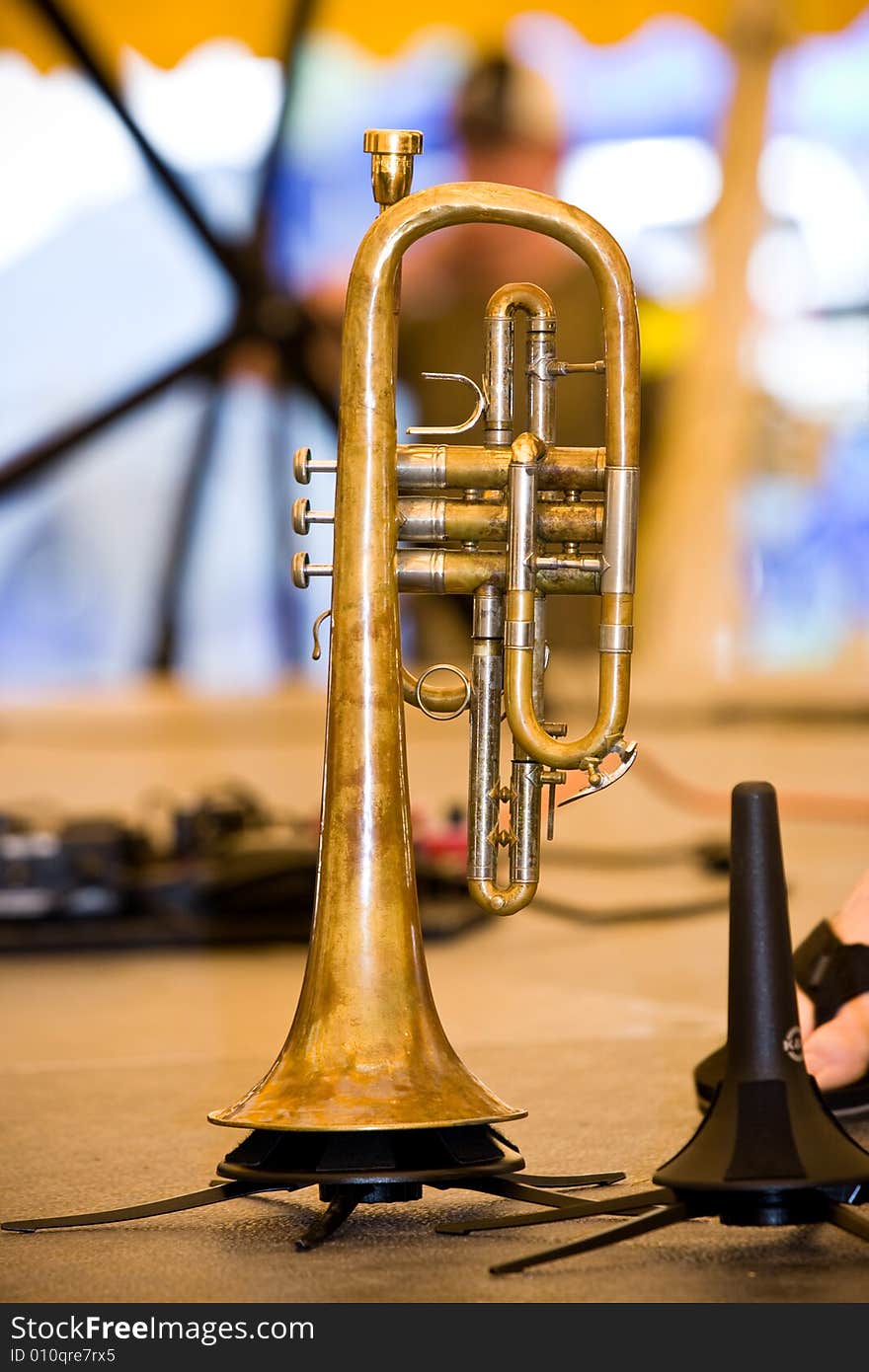 Trumpet on stage during a concert