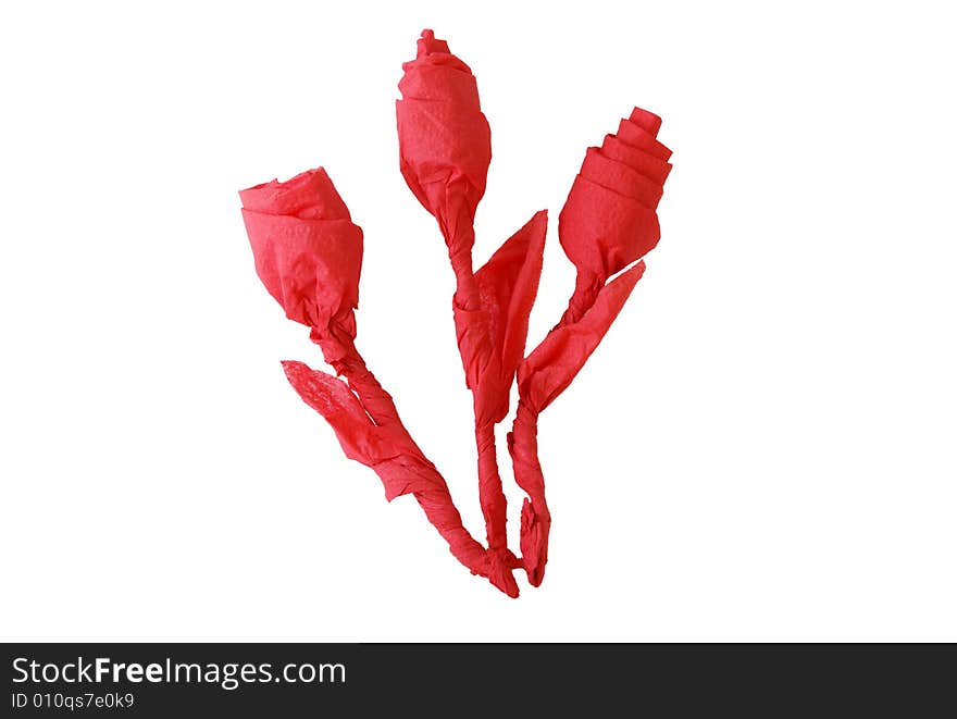 Paper flowers on a white background