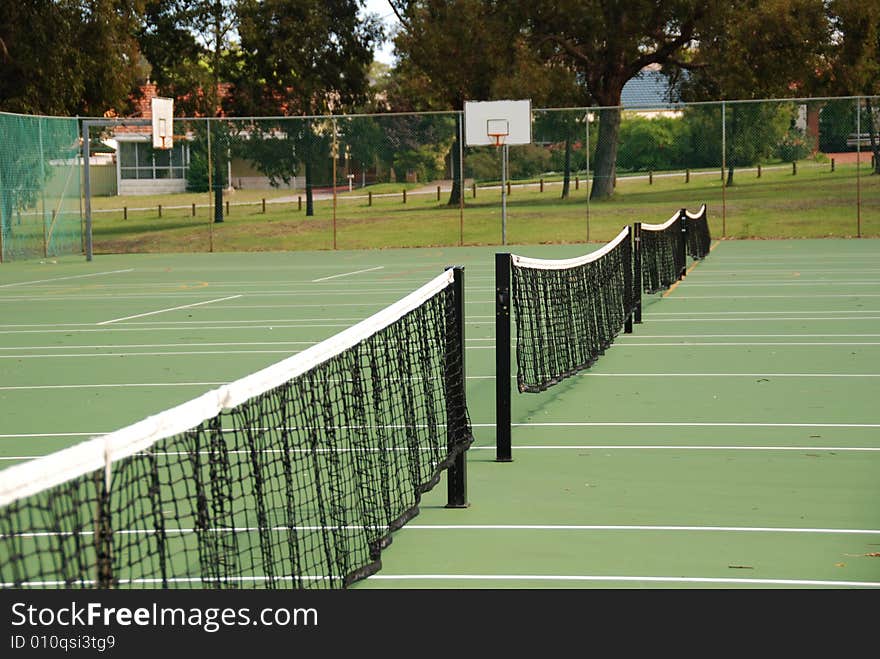 Tennis net in open air court