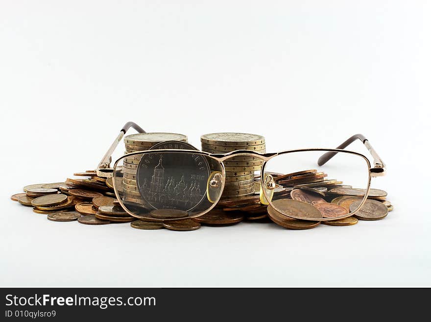 Glasses and coins