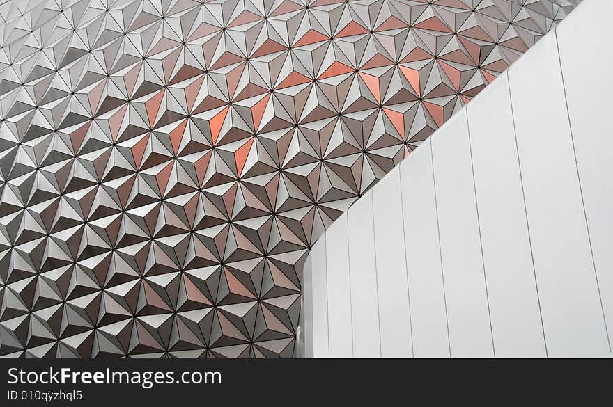 Architecture abstract with orange light on the ball