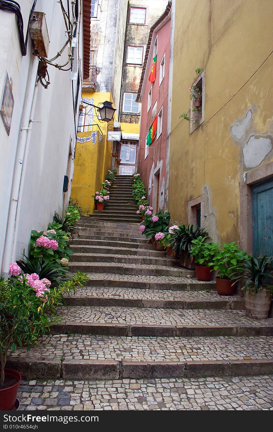 A side street in the city of Lisbon, Portugal