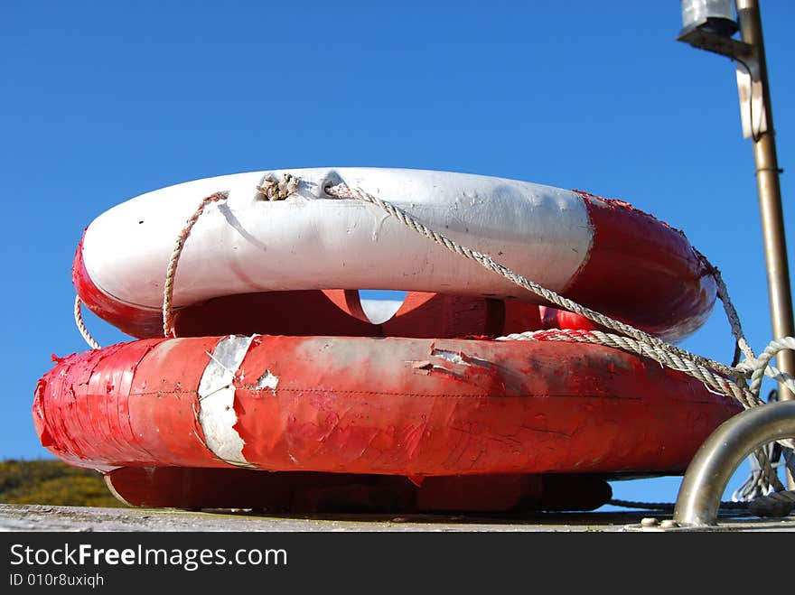 Lifebuoys on a boat