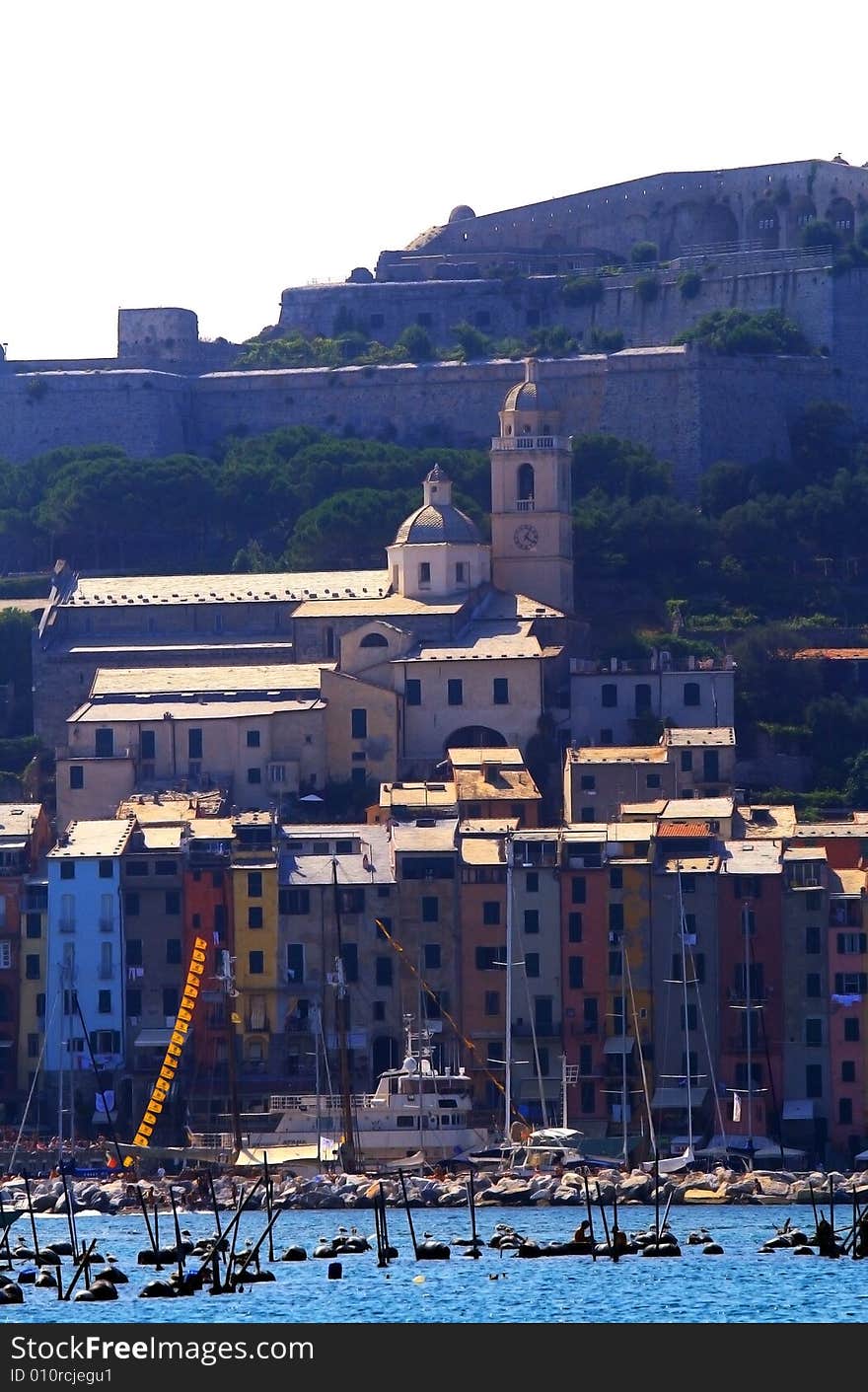 Harbour-side shot of Portovenere, Italy, .