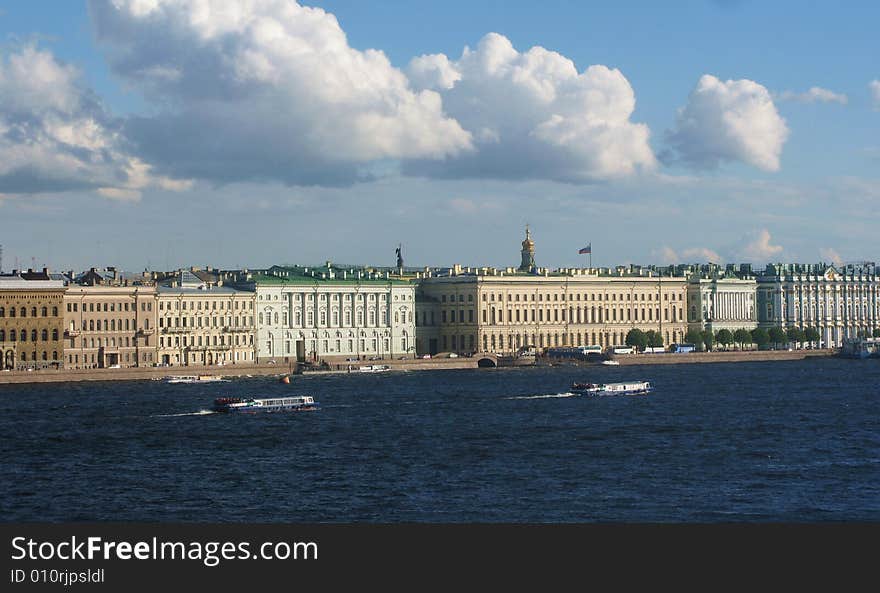 Saint-Petersburg, Palace Embankment & the Neva river. Saint-Petersburg, Palace Embankment & the Neva river